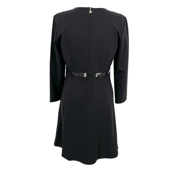 Kate Spade Bow Waist Ponte Dress Black Knee Length Long Sleeve Size Large - Picture 6 of 12